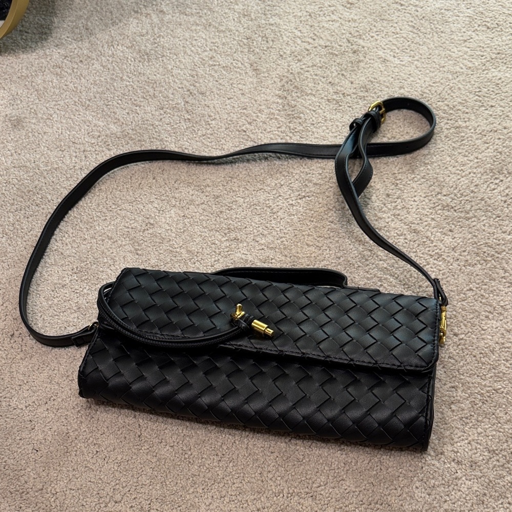 Elegant Black Woven Leather Bag